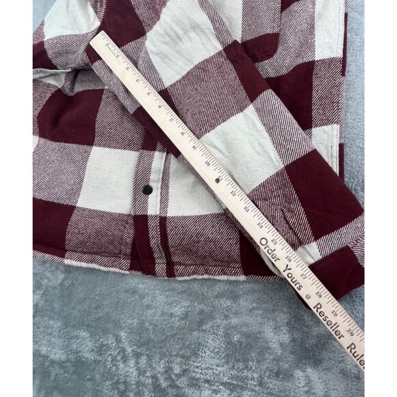 H&M Shacket Jacket Mens Medium Red Beige Buffalo Plaid Flannel Quilted Lined - Picture 7 of 12